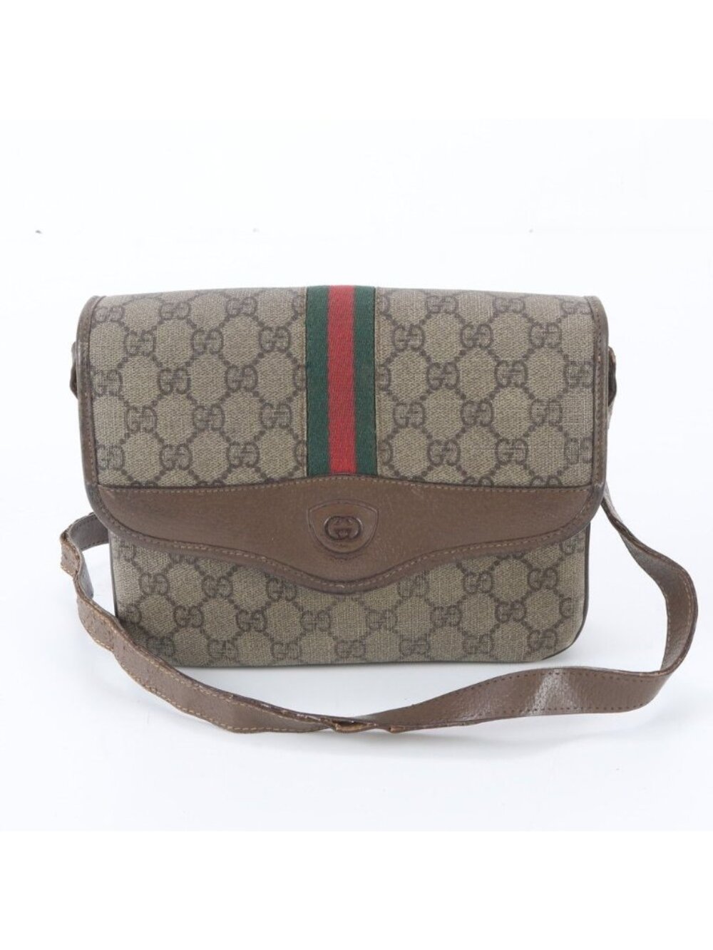 Gucci Vintage GG Supreme Sherry Line Leather Shoulder Bag
